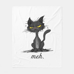 GRUMPY CAT - Funny Meh Cat - Crazy Cat Lady Gift Fleece Blanket