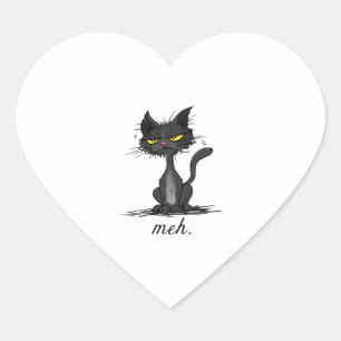 GRUMPY CAT - Funny Meh Cat - Crazy Cat Lady Gift Heart Sticker