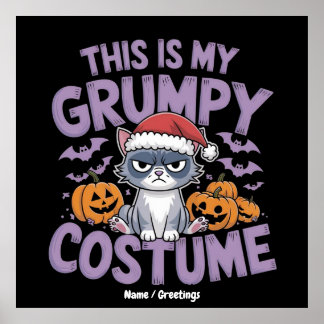 Grumpy Cat Halloween Costume Funny Holiday Animal Poster