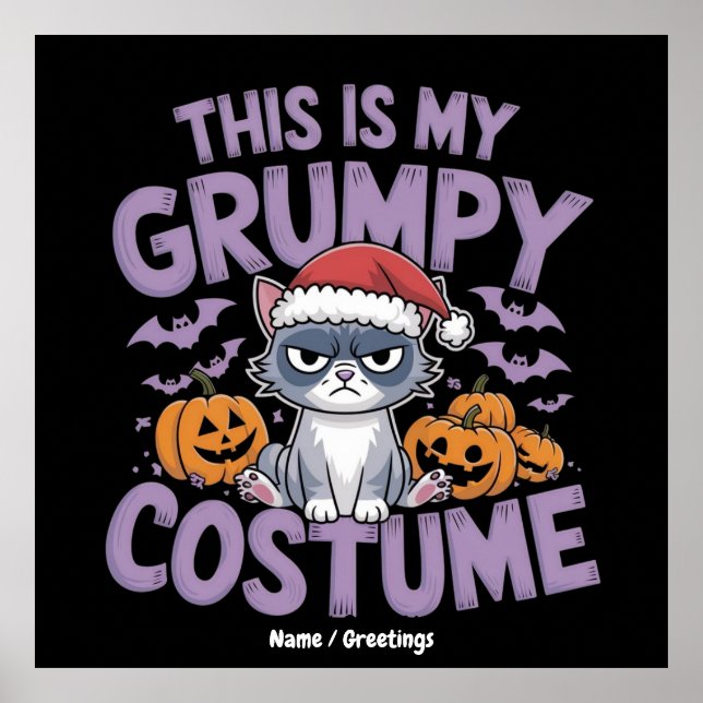 Grumpy Cat Halloween Costume Funny Holiday Animal  Poster (Front)