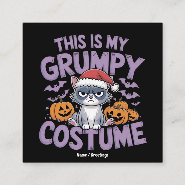 Grumpy Cat Halloween Costume Funny Holiday Animal  Square Business Card (Front)
