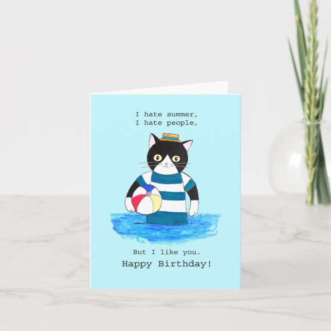 Grumpy Cat I hate Summer I hate people birthday Card (Front)