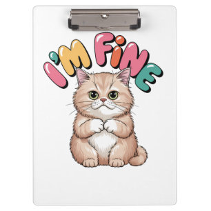 Grumpy Cat "I'm Fine" Funny Cartoon Shirt Clipboard