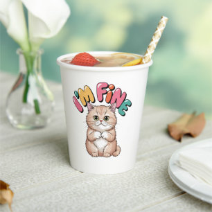 Grumpy Cat "I'm Fine" Funny Cartoon Shirt Paper Cups