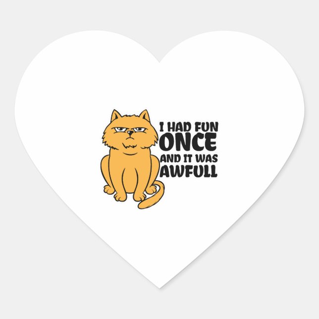 Grumpy Cat - Meme Funny Cat  Heart Sticker (Front)