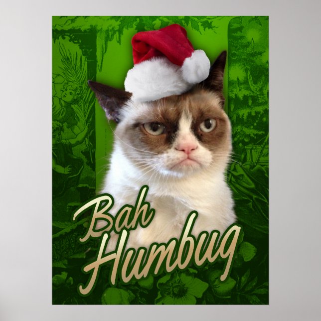 Grumpy Cat Merry Christmas / Bah Humbug Poster (Front)