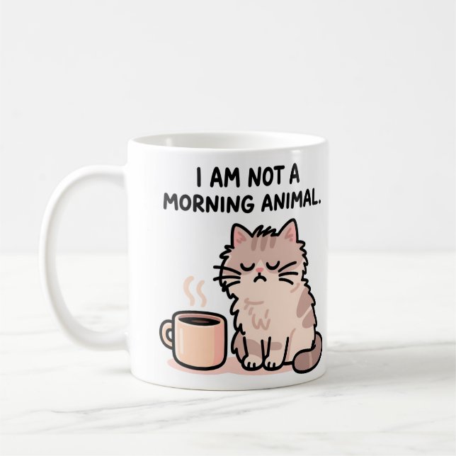 Grumpy Cat Morning Humor Coffee Mug (Left)