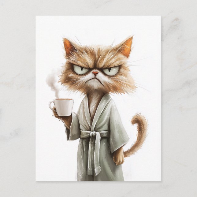 Grumpy Cat Needs Coffee Holiday Postcard (Front)