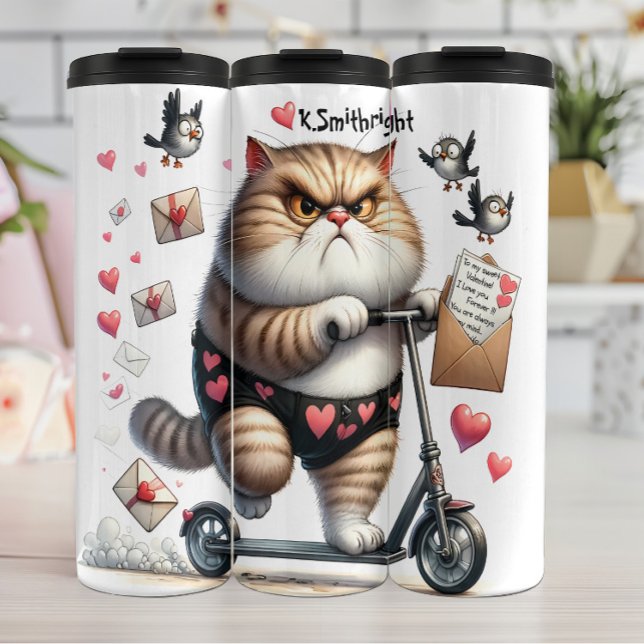 Grumpy Cat on a Scooter Thermal Tumbler (Creator Uploaded)