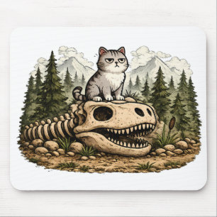 Grumpy Cat on Dinosaur Fossil Mouse Pad