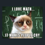 Grumpy Cat Poster- I love math it makes people cry Poster<br><div class="desc">This was made by request for all the math teachers out there! Features the original Grumpy Cat photo over a chalk board with the caption "I love math...  It makes people cry."</div>