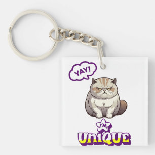 ​Grumpy Cat "YAY! I'm Unique" Funny Fridge Magnet Key Ring