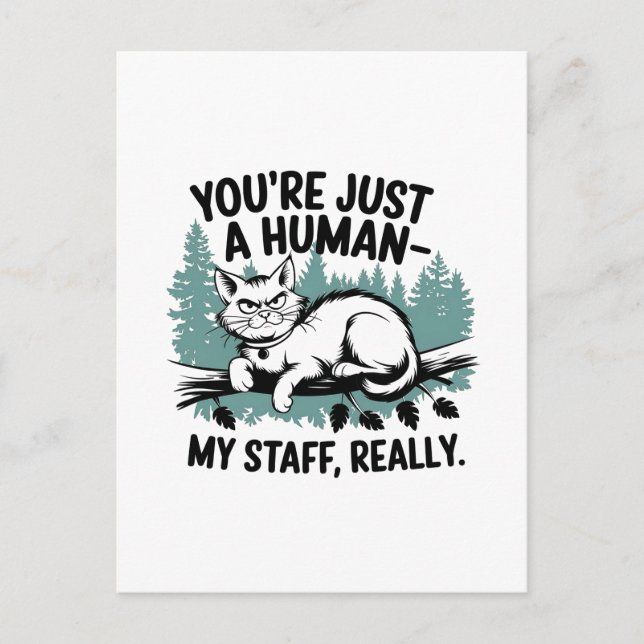 Grumpy Cat – 'You're Just a Human, My Staff Really Postcard (Front)