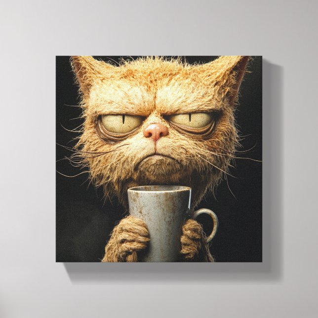 Grumpy Cat's Morning Coffee Canvas Print (Front)