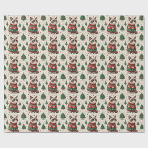 Grumpy Christmas Cat in Ugly Sweater Wrapping Paper