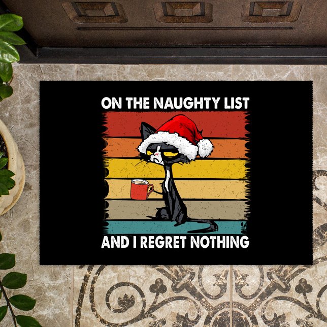 Grumpy Christmas Cat on the Naughty List Doormat (Creator Uploaded)