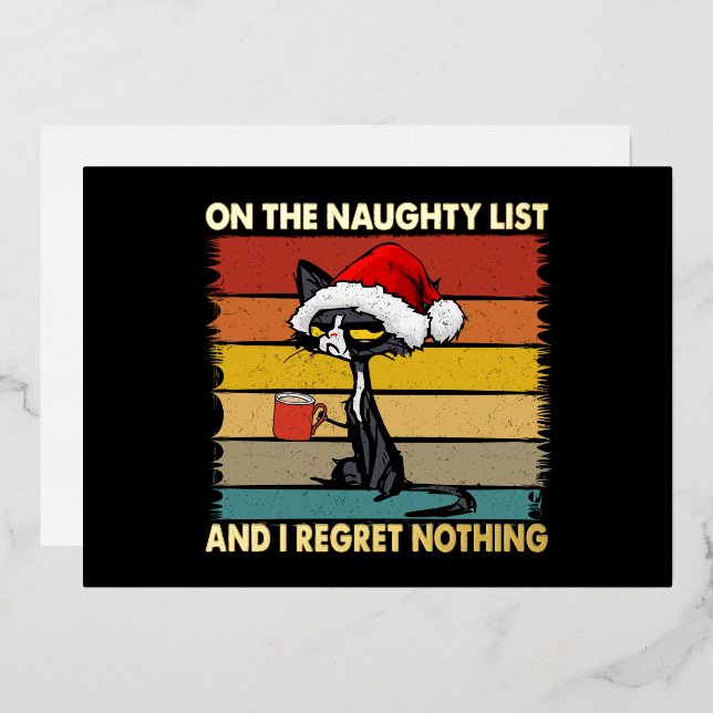 Grumpy Christmas Cat on the Naughty List Gold (Front/Back)
