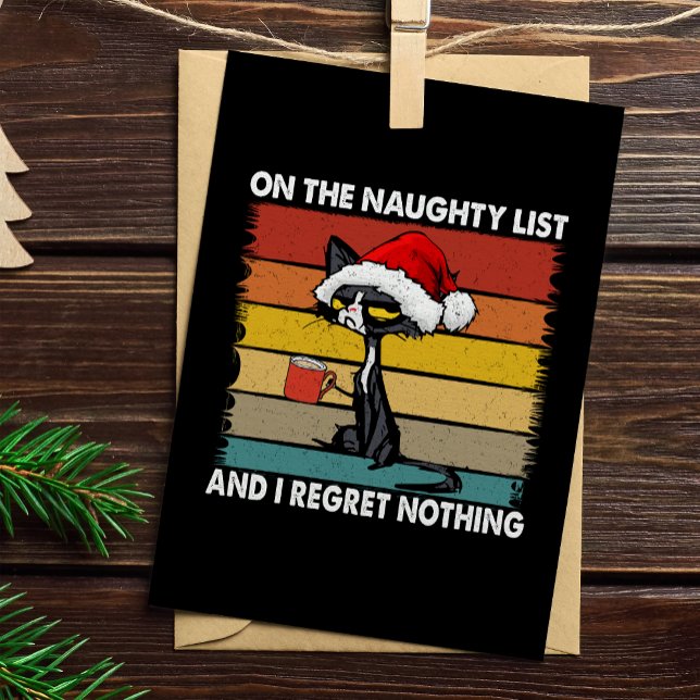 Grumpy Christmas Cat on the Naughty List Holiday Card (Creator Uploaded)