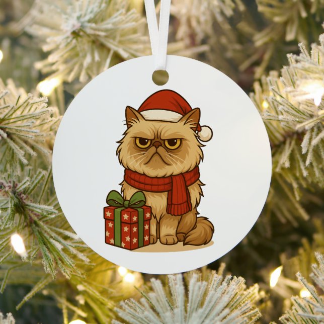 Grumpy Christmas Cat Ornament (Insitu)