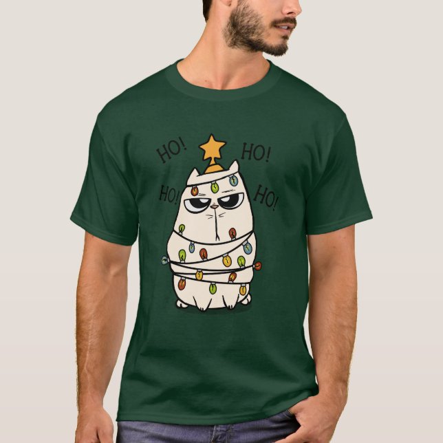Grumpy Christmas Cat  T-Shirt (Front)