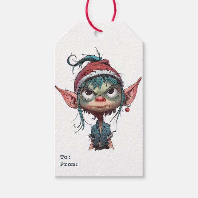 Grumpy Christmas Elf Attitude Gift Tags (Front)