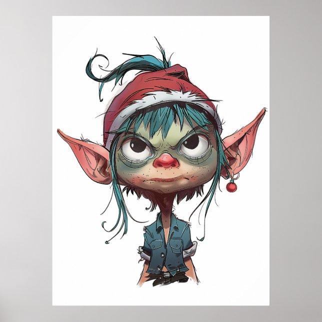 Grumpy Christmas Elf Attitude Poster (Front)