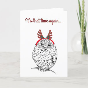 Grumpy Christmas Owl Thank You Card