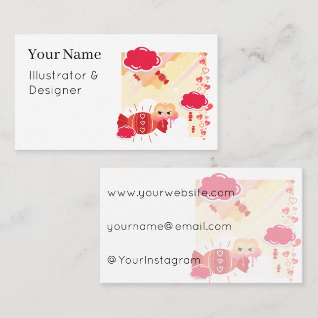 Grumpy Cloud Monster Candy Dream Business Card (Front/Back)
