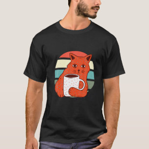 Grumpy Coffee Cat Vintage Sunset T-Shirt