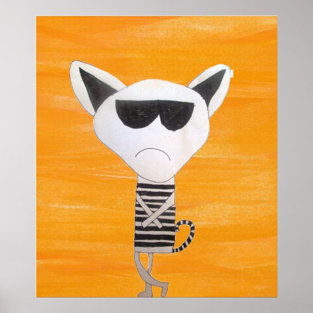 Grumpy cool cat with sunglasses art poster (Front)