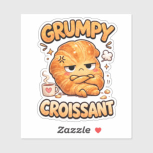 Grumpy Croissant Custom-Cut Vinyl Sticker
