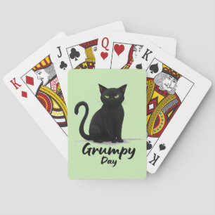 Grumpy Day with Black Cat Playing Cards