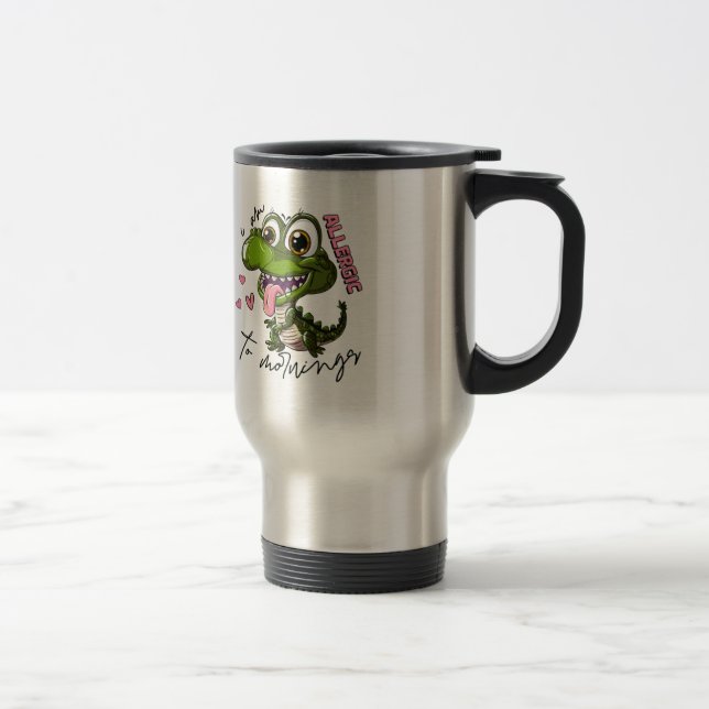  Grumpy Dino Mug – "I'm Allergic to Morning" (Right)