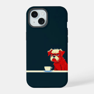 Grumpy Dog Coffee Time - Cute Minimalist Phone Cas iPhone 15 Case