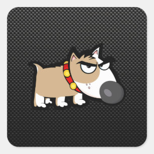 Grumpy Dog on Sleek Square Sticker