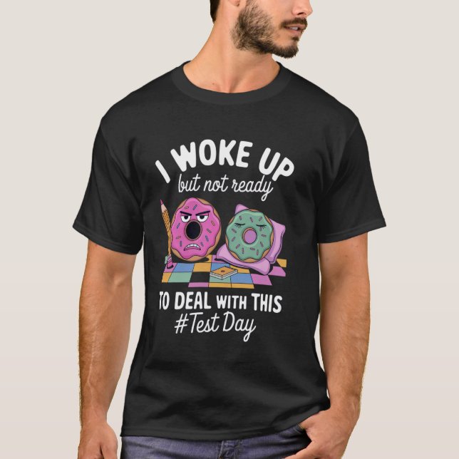 Grumpy Doughnut With Pencil For Test Day T-Shirt (Front)