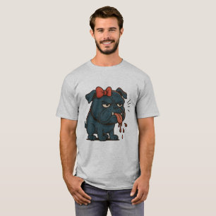 Grumpy Drooling Pug with Red Bow – Funny Dog Attit T-Shirt