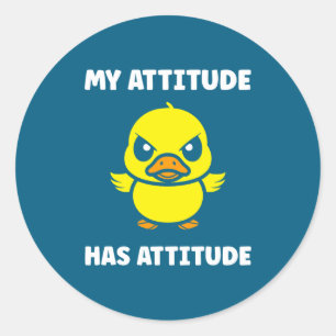 Grumpy Duck Animal Defiance Bad Classic Round Sticker
