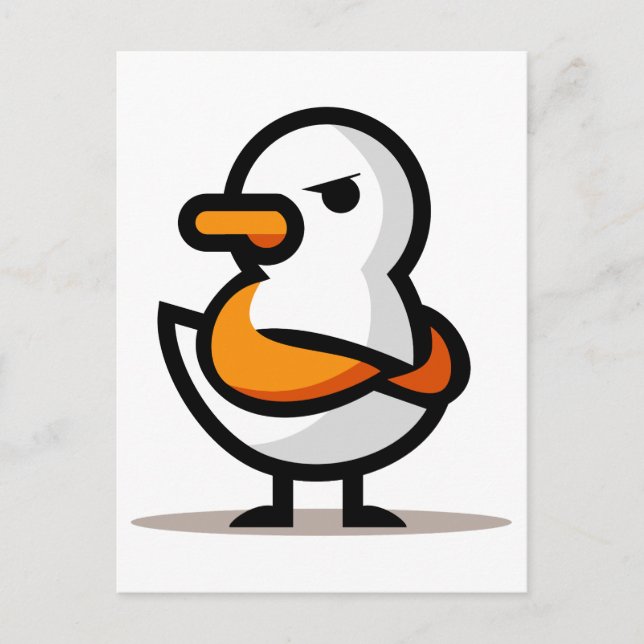 Grumpy Duck Minimalist Cartoon Mascot Holiday Postcard (Front)
