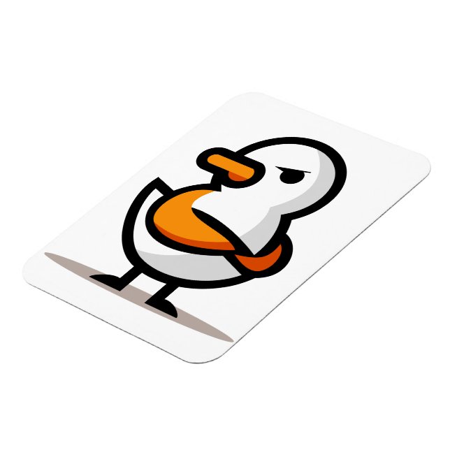  Grumpy Duck Minimalist Cartoon Mascot Magnet (Left Side)