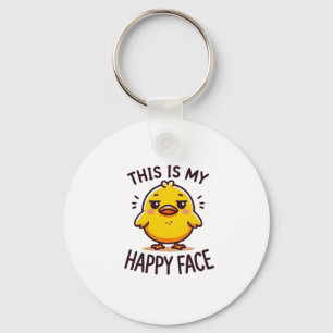 grumpy duck-this is my happy face funny key ring