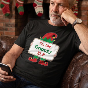 Grumpy Elf Personalised Christmas Elf T-Shirt