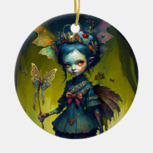 Grumpy Fairy Pixie Fantasy Art Ceramic Tree Decoration
