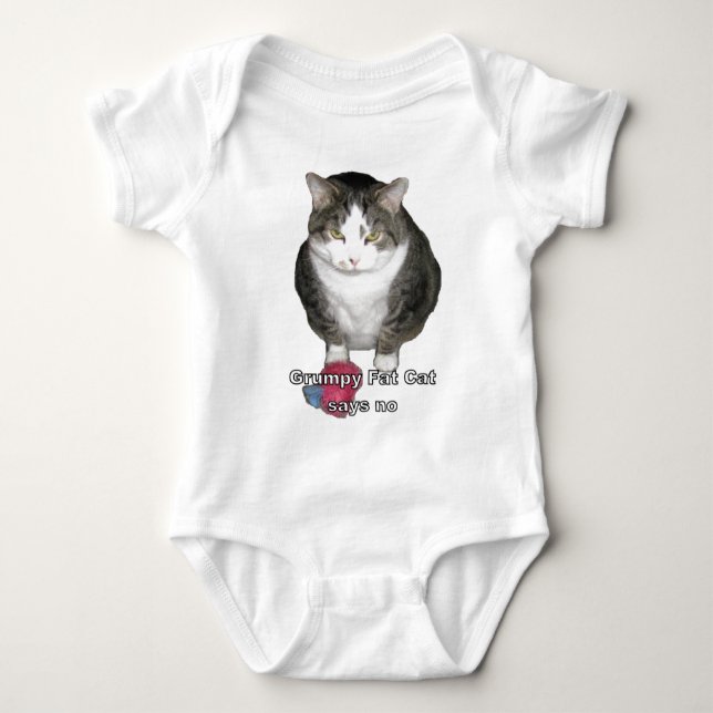 Grumpy Fat Cat says no Baby Bodysuit (Front)