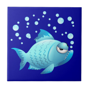 Grumpy Fish Cartoon Tile