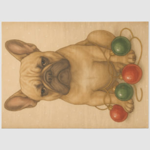 Grumpy Frenchie Christmas Ornaments Vintage Tissue Paper