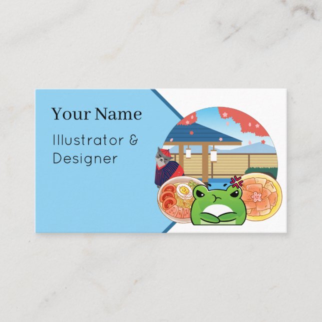 Grumpy Frog and Ramen Feast: Japan Getaway Business Card (Front)