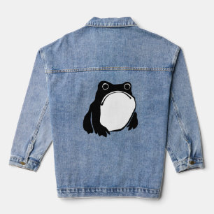 Grumpy Frog drawing Japanese art by Matsumoto Hoji Denim Jacket