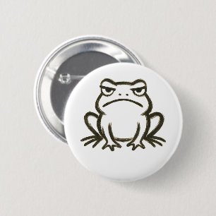Grumpy Frog – Minimalist Brushstroke Mood on 6 Cm Round Badge