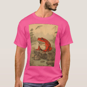 Grumpy Frog Unimpressed Toad Japanese Aesthetic T-Shirt